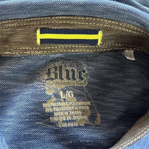 Blue By Pronto Uomo Polo Shirt Navy Casual Golf Rugby Size L - Picture 8 of 12